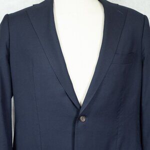 Proper Cloth Bespoke Barberis Super 110 Italy Wool Dual Vents Blue Suit Coat 44L